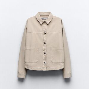 Zara Women's Tan Jacket / Cargo Jacket / Utility Jacket - Size Small